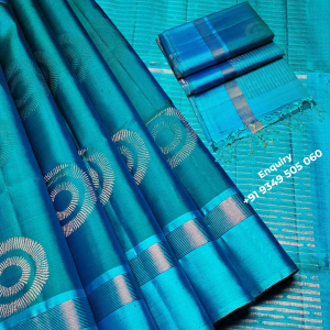 Royal Teal Blue Zari Silk Saree