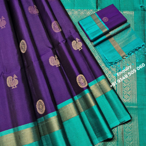Purple & Teal Blue Traditional Silk Saree