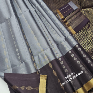 Steel Grey & Charcoal Black Traditional Silk Saree