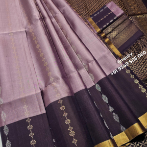 Lavender Silk Saree with Zari Border
