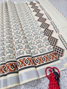 Tribal Elephant Print Saree