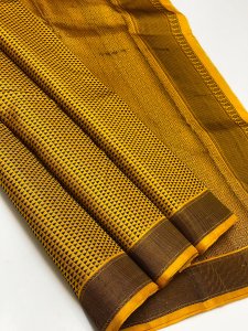 Mustard Yellow Bridal Soft Silk Saree