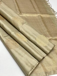 Yellow Floral Cotton Saree with Gold Border