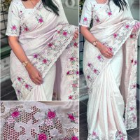 Festive Collection Tusser Cotton Saree Cream