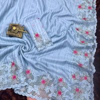 Festive Collection Tusser Cotton Saree Blue