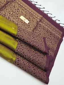Maroon & Olive Green Contrast with Zari Weaving