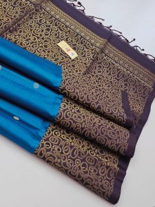 Purple & Royal Blue Contrast with Zari Weaving