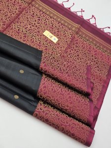 Wine & Black Contrast with Zari Weaving