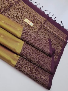 Violet & Mustard Contrast with Zari Weaving