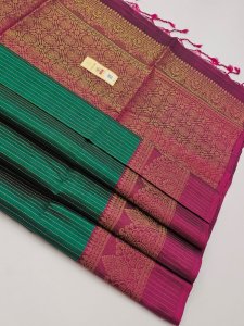 Emerald Green & Plum Contrast with Golden Zari Detailing