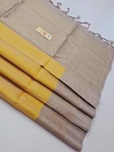 Sunshine Yellow & Beige Tone with Soft Zari Weave