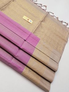 Lavender Pink & Stone Beige Dual Tone with Delicate Zari