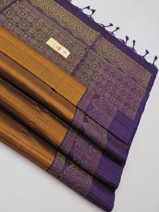 Copper Brown & Royal Violet Contrast with Zari Accents